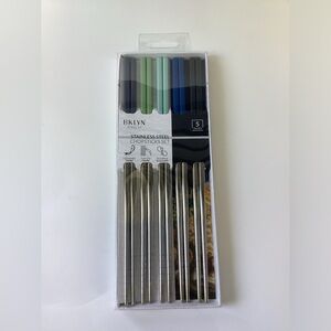 BKLYN Steel Co~ 5 Pairs Stainless Steel Chopsticks Set